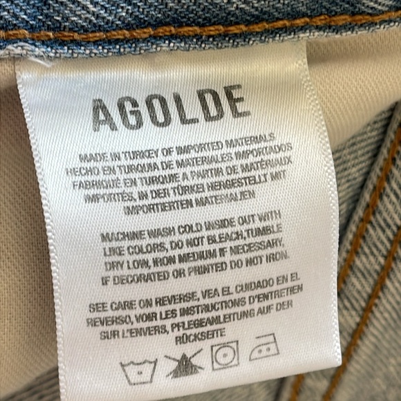 Agolde 90s Crop Mid Rise Loose Straight Blue Straight Jeans Classic Fit - Picture 10 of 11